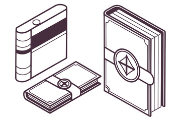 Isometric Books and Money Stack finance