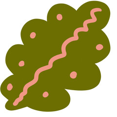 Abstract olive shape with pink line and dots, perfect for modern design projects and creative content