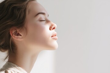 Naklejka premium Youthful Serenity A Therapeutic Moment of Calm for Mental Health Support