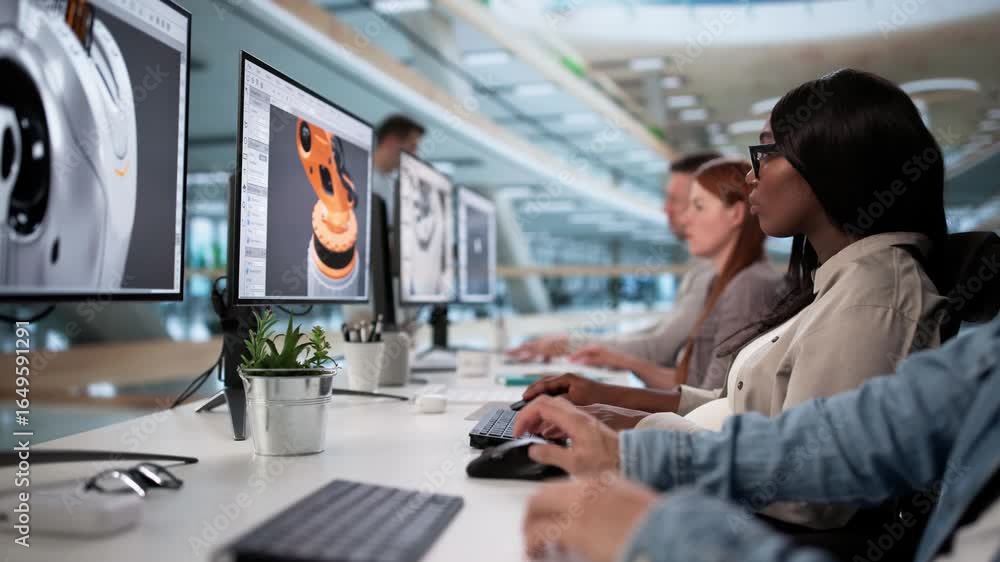 Poster designers creating 3d cad models