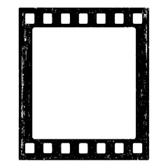 Obraz premium Distressed Film Strip Frame Vector - Grunge Black and White Border for Video, Cinema, and Photography