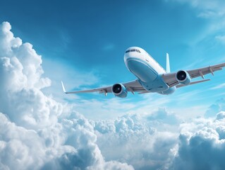 雲の上を飛行する旅客機