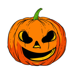 Handdrawn Spooky Pumpkin Jack O'Lantern Illustration for Halloween Celebration