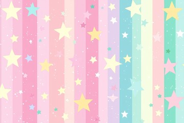 Cute pastel star pattern background with pink and rainbow colors, soft colorful design in pastel style with decorative star motifs