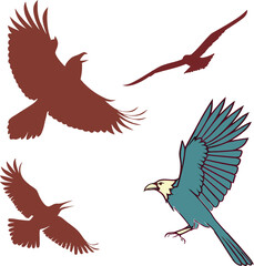 set of vector birds