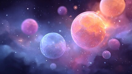 Colorful abstract space planets