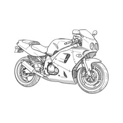 Fototapeta premium Detailed Line Art Drawing of a Sport Motorcycle.