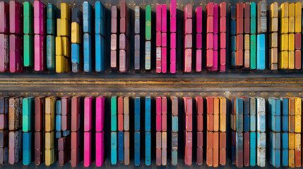 Logistics Aerial View of Colorful Shipping Containers. Ai gen.
