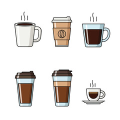 Vector set of coffee cups