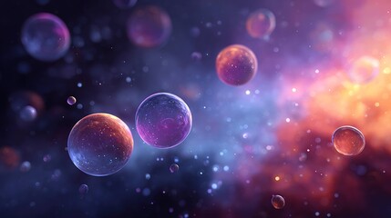 Fototapeta premium Abstract space bubbles background image