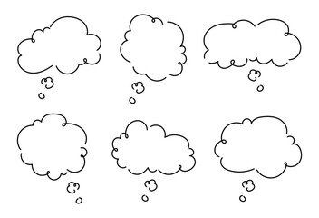 Blank speech or thought bubbles for design, conversation, and creative concepts. Set of speech or thought bubbles with different shapes, text chat cloud for comments, posts, comics. Dialogue box icon