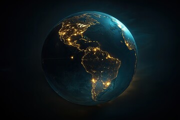 Fototapeta premium Earth at night, illuminated city lights