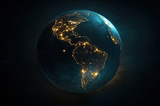 Fototapeta Earth at night, illuminated city lights