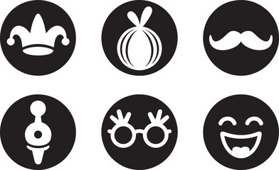 Whimsical Jester Hat Icon in a Playful Circle Design for Carnival and Festive Occasions