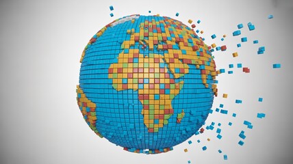 Global Digital Transformation: Cube Earth concept representing globalization and modern technology