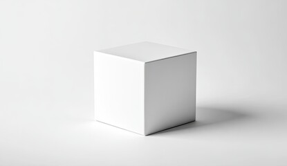Blank white cube box on white background