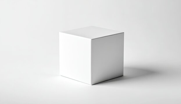 Blank white cube box on white background