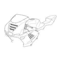 Motorcycle Line Art Illustration.