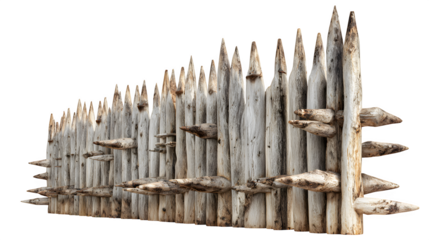Replica of a historic fort wall with wooden spikes
