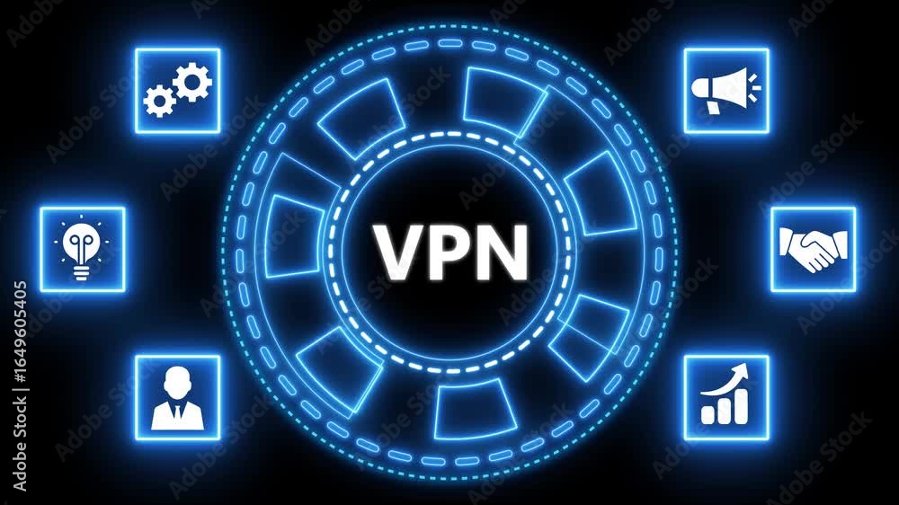 Poster abstract vpn animation illustrating security connection and technological concepts