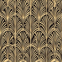 Black and gold Art Deco fan pattern