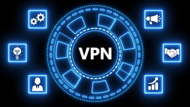 Abstract vpn animation illustrating security connection and technological concepts