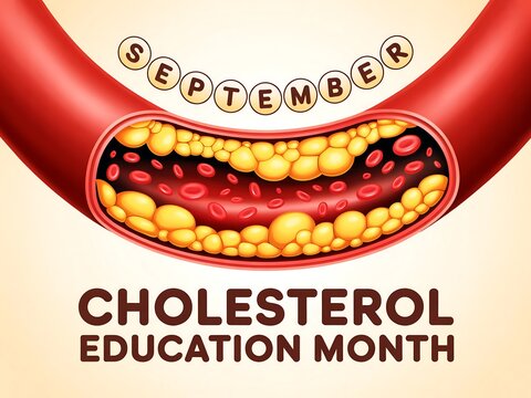 September cholesterol education month promoting awareness of artery health and cardiovascular well being - Powered by Adobe