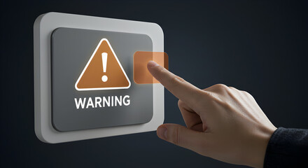Alert Interface, hand pressing a warning button on a screen