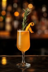 Elegant Craft Cocktail in a Sophisticated Bar Setting

