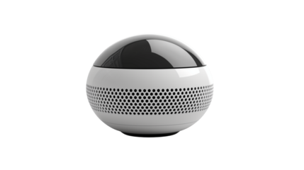 Futuristic Spherical Wireless Speaker. Transparent PNG.Stylish audio gadget. Perfect for tech marketing and product showcases.