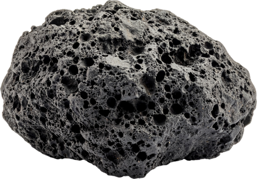 Isolated Basalt Lava Rock with Vesicles on White Background