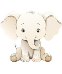 Naklejka premium Cute watercolor baby animal clipart set with hedgehog, fox, puppy, elephant, bunny, pig, raccoon, giraffe, lion, bird, dolphin, horse, and owl illustrations for nursery art