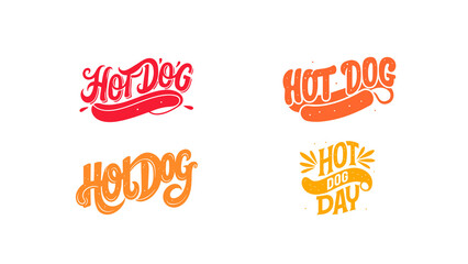 Typography Hot Dog Word Art Design – Creative Street Food Vector Illustration, Hot Dog Typography,  Illustration – Modern Cafe Text Design, Typography Hot Dog Poster – Fast Food Menu Graphic