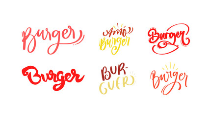 Burger Typography Illustration – Modern Food Text Design, Typography Burger Word Art Design – Creative Fast Food Vector Illustration