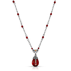 golden heart pendant necklace with red beads, a perfect gift for Valentine's Day