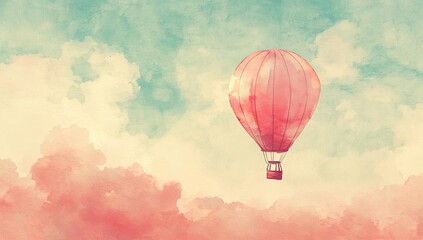 Obraz premium Pastel hot air balloon in a dreamy sky