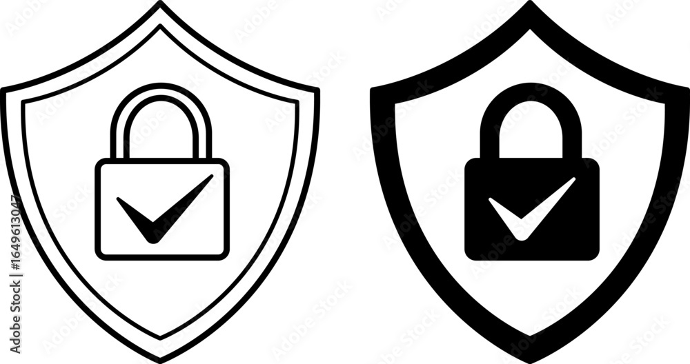 Poster protect icons. black and white vector illustrations. used in program interfaces, data saving, inform