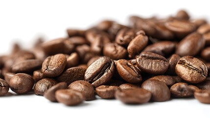 Fototapeta premium Roasted coffee beans in a close-up shot, with perfect detail