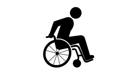 Obraz premium Man in a wheelchair minimalist black and white icon 