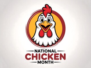 Celebrate national chicken month with this fun cartoon chicken illustration and festive typography