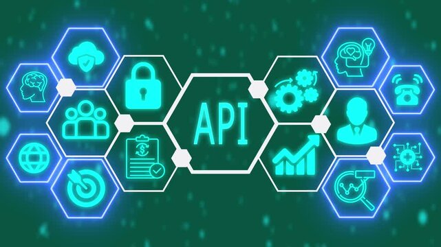 "API Integration and Development Concept &ndash; Digital Interface with Data Connection and Software Technology Animation"