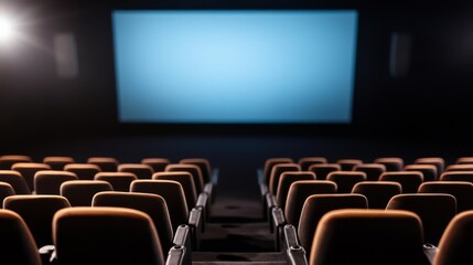 Fototapeta premium Empty Cinema Seats with Blank Screen, movie, theater