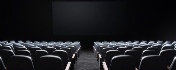 Empty Theater Seats Facing Dark Screen, Movie, Auditorium