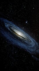 Obraz premium Andromeda Galaxy: Spiral Structure in Space, Blue and Yellow Hues