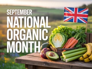 Celebrate september national organic month with fresh british produce and a union jack flag