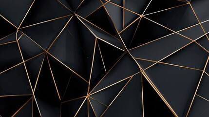 Fototapeta premium Abstract geometric pattern with dark background and golden lines.