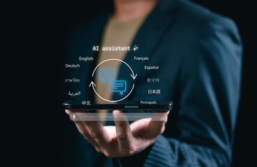 Multilingual AI assistant with real-time voice recognition and translation features on mobile...