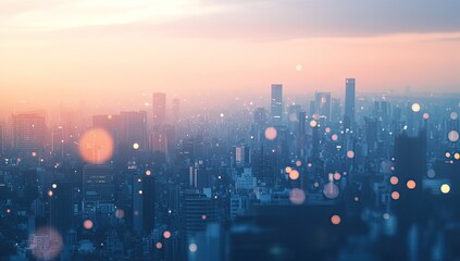 Fototapeta premium Cityscape at dawn, soft focus