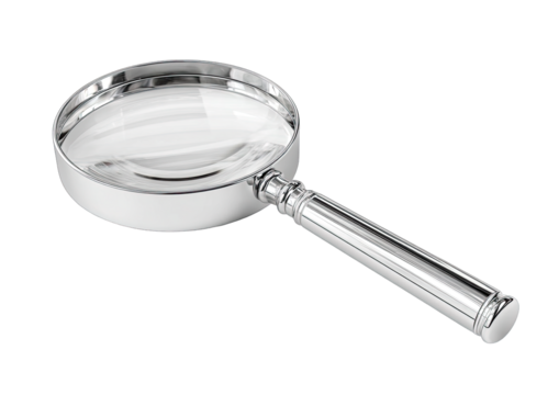 Polished magnifying glass with a substantial handle