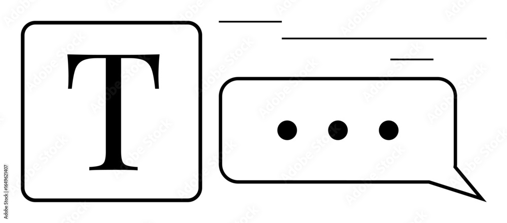 Poster text block and speech bubble with three dots indicating typing or communication. ideal for messaging